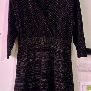 Lane Bryant Black and Gold Long Sleeve Dress
